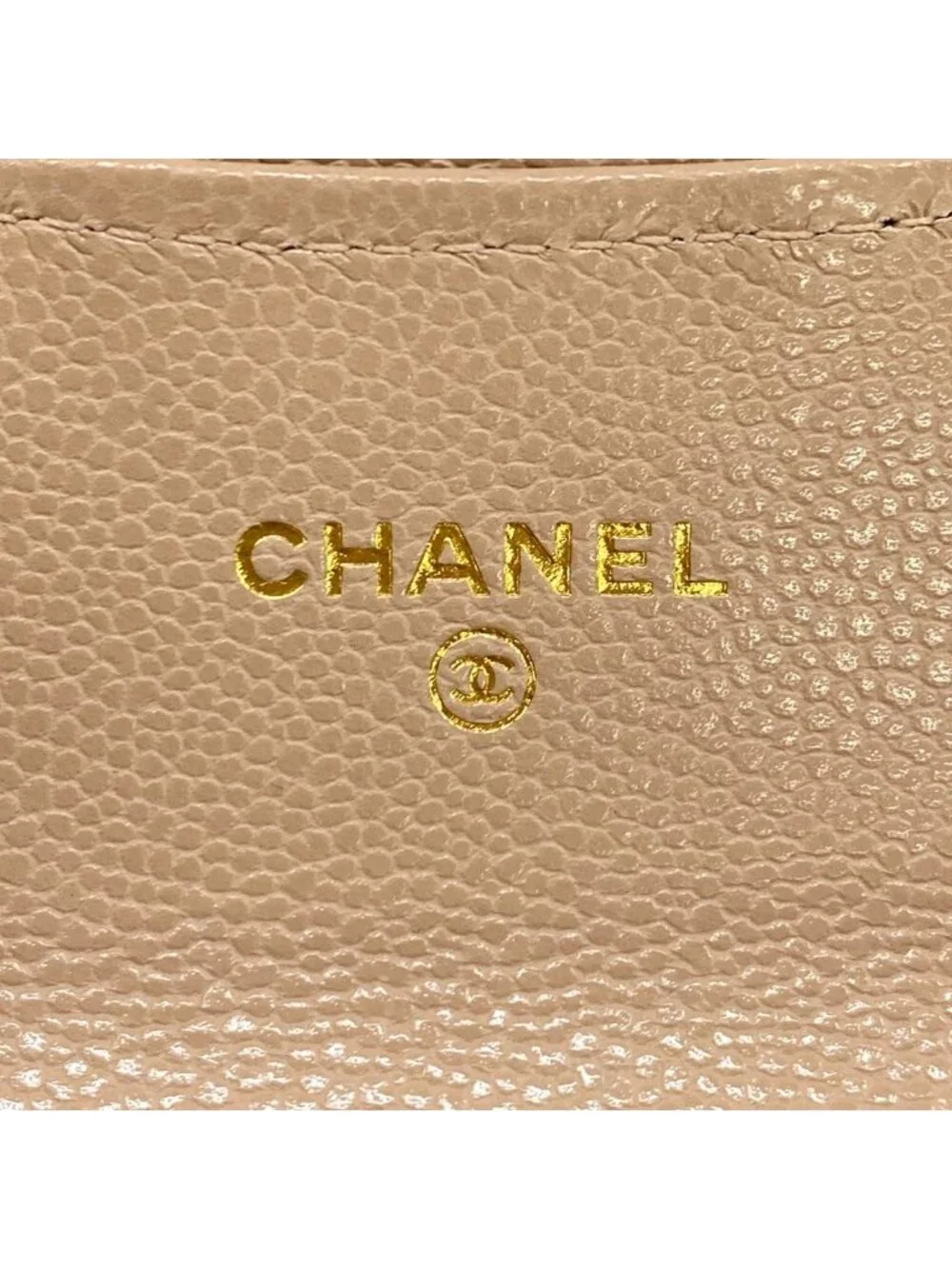 Chanel Card Slot Quilted Beige Gold